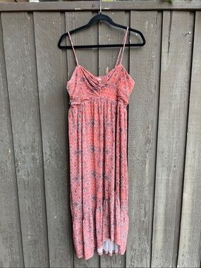 Maurices Rust Floral Maxi Dress with Spaghetti Straps